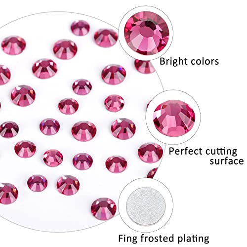 12 Grids 3792pcs Rose Flatback Rhinestones Set for Nail, Art, Crafts, Makeup, Tumblers Glitter Round with Tweezers and Picking Pen(SS6~SS20) - color: Light Rose