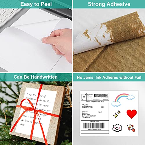 MFLABEL Half Sheet Shipping Labels - 8.5" x 5.5" Adhesive Packaging Labels for Laser & Inkjet Printers, 100 Self-Adhesive Stickers (25 Sheets) for Boxes, Mail, FBA & DIY Projects - size: 8.5" x 5.5" (2-up)