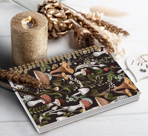 Mushroom Gifts Spiral Notebook Journal for Women, 5.5×8.3 Inch - color: flower 6