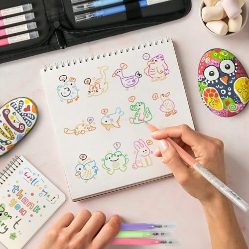 LIUILUCAI Acrylic Gel Pens for Coloring, 24 Colored Pens for Black Paper - color: 24 colors A