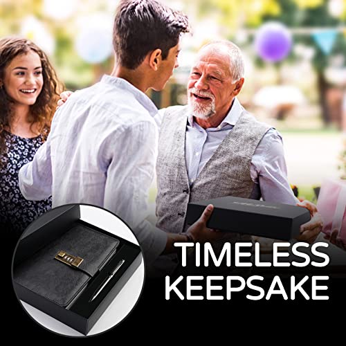 WEMATE Diary with Lock, A5 PU Leather Journal with Lock 240 Pages Black | Vintage Lock Journal Password Notebook with Pen & Gift Box, Lock Diary Planner Organizer for Men and Women, 8.6x5.8in - color: Black
