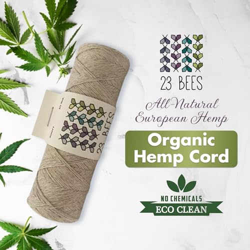 100% Organic Hemp Cord, Twine, String for Jewelry, Beading, Macrame, Crafts, 23 Bees (10 lb.) Natural - size: 300ft x 10 lb.