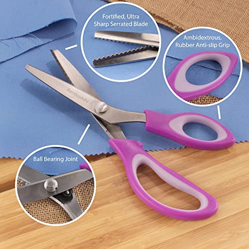 JubileeYarn Titanium Softgrip Scissors Set - Pinking, Sewing, Arts, Crafts, Office - 3 Sets of 4 - Purple - color: 4pc Purple, size: 3 Sets