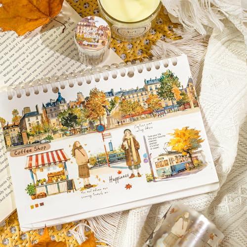 Alideco 6pcs Decorative Adhesive Tapes Vintage Characters Urban Architecture PET Tape Great for Bullet Journal Supplies, Arts, Scrapbook, DIY Crafts, Planners (chengshimanyouzhe)