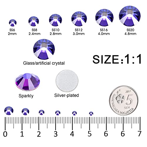 3792pcs Magma Crystal Flatback Rhinestones Glass Diamantes Round Gems for Crafts Nail, Makeup, Clothes, Mixed 6 Sizes with Wax Pencil and Tweezer Kit(SS6~SS20) - color: Magma