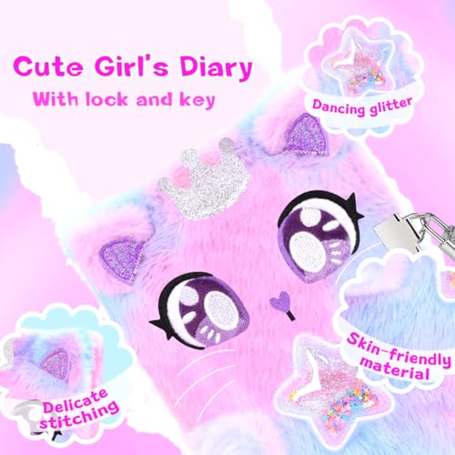 Cat Diary with Lock, Secret Journal for Girls Ages 4-12 - style: Cat