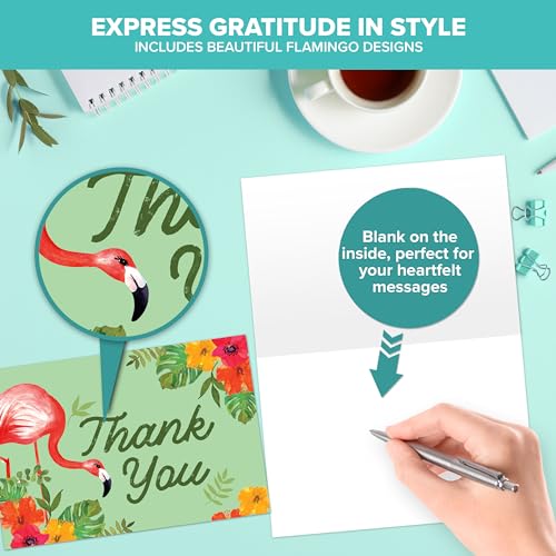 Decorably 24 Pack 6x4in Flamingo Thank You Cards with Envelopes - style: Flamingo