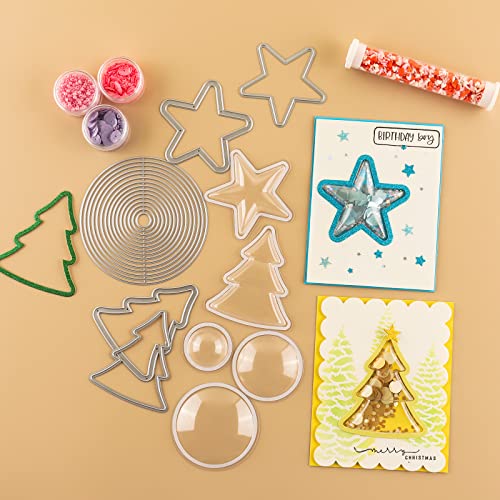 10 Pcs Stars Shaker Domes for Card Making, Peel-away Adhesive Star Clear Plastic Dimensional Domes for Paper Crafting Puffy Blister Shaker Window Covers to Add Dimension and Shine to Your DIY Projects - color: Stars