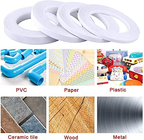 Thin Double Sided Tape for Craft,Card Making,Gift,Scrapbooking and Office School Stationery Supplies,Tear-by-Hand, Paper Backing (4Rolls,1/2 Inch x 32 Yards Per Roll) - size: 1/2 inch