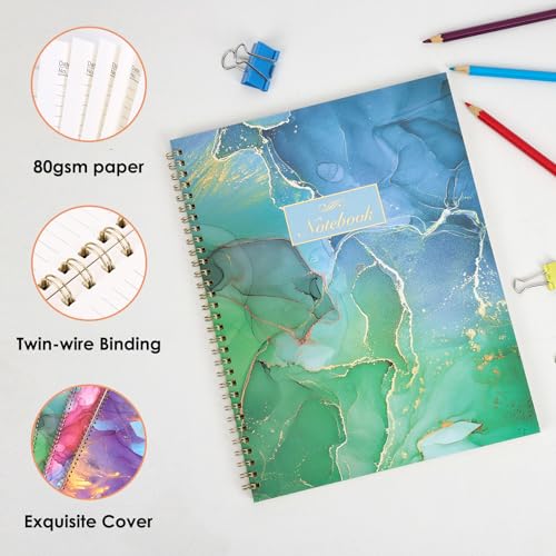 LABUK 3 Pack Spiral Notebook College Ruled Notebook, Aesthetic Journaling Notebooks for Work School Office Home, 3 x 120 Pages, 8.5 x 11 Inches Notebooks for Valentine Gifts - color: multicolored
