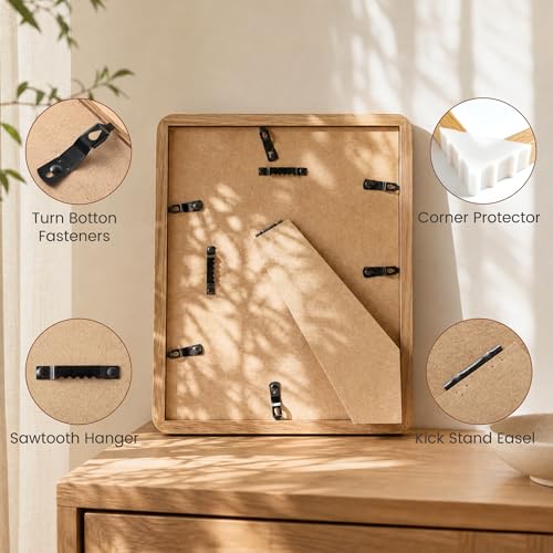 5x7 Picture Frame, USA-Sourced Natural Solid Oak Wood Photo Frame with HD-Tempered Glass, Handcrafted Rounded Corner 5 x 7 Wooden Frame Matted to 4x6 Photos, Wall or Tabletop Display - color: Natural White Oak, size: 5x7