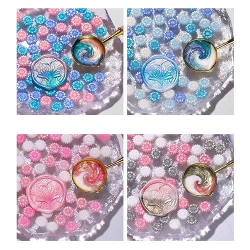 100PCS Gilter Wax Sealing Beads - Flower Sealing Wax Beads for Wedding Invitation, Wrapping, 6.5x11cm, Xia Wei