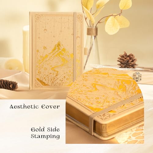 MGGAO Lined Journal Notebook for Women Men, A5 Aesthetic Notebook - color: Beige, size: Lined