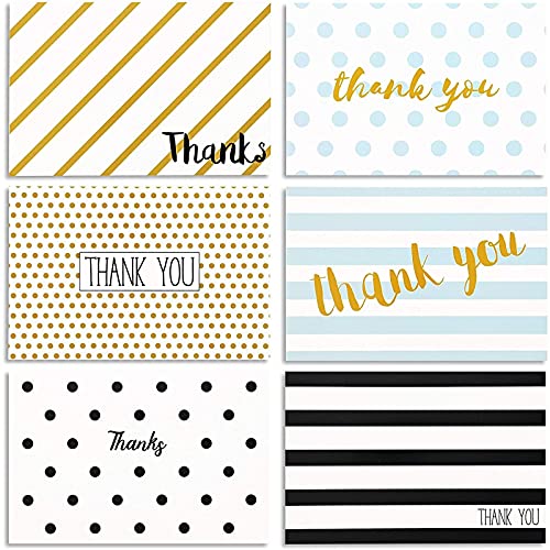 Juvale Thank You Cards with Envelopes - 48-Pack 4 x 6 In Multicolor Blank Notecards - Retro Striped & Polka Dot Designs - Bulk Thank You Notes with Envelopes Set - size: 48 Count (Pack of 1)