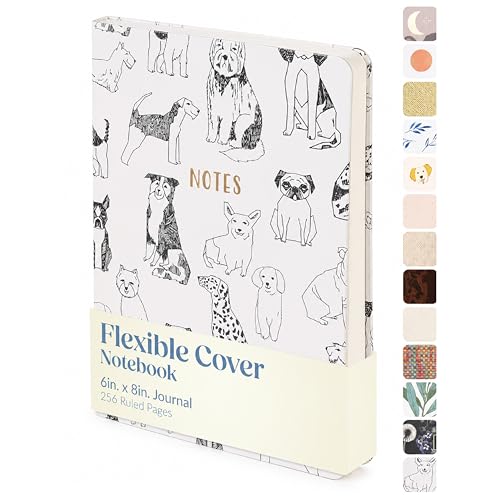 WORLD TRAVELER Eccolo A5 Lined Journal 256 Ivory Pages Lay Flat 6x8 - color: Outlined Dogs