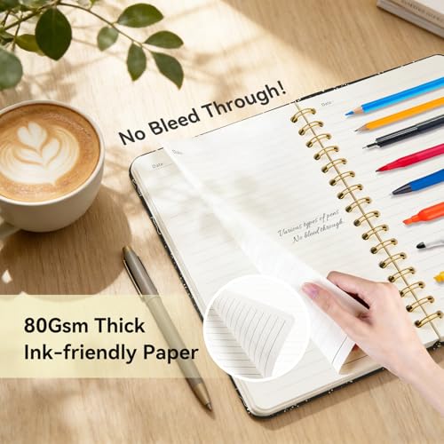 Lined Spiral Journal Notebook for Work A5, 160 Pages, Sun Star - color: Sun