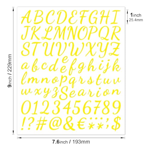 760 Pieces 10 Sheets Yellow Letters Stickers,1 Inch Self Adhesive Alphabet Number Stickers,Vinyl Letter Stickers Decals for Scrapbooking,Mailbox,Window,Notebook,Classroom Decor, Door, Business - color: Yellow