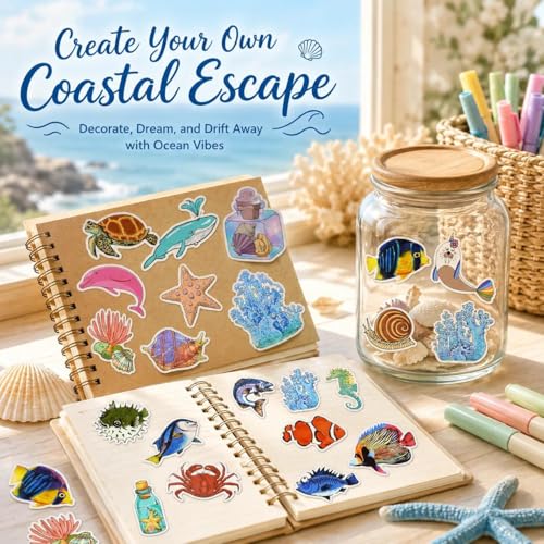 Ocean Stickers 50Pcs for Water Bottles Scrapbook, Gifts for Adults - style: Ocean Stickers