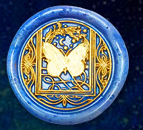Starry Butterfly Wax Sealing Stamp with Removable Brass Head Wooden Handle - Retro Vintage Animal Sealing Wax Stamp for Letter Cards Invitations - size: Starry Butterfly