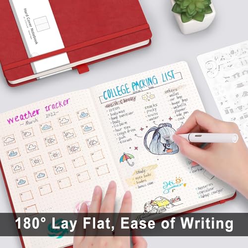 AHGXG Dotted Journal, 320 Pages, A5 (5.75'' × 8.38'') - color: Red, size: A5