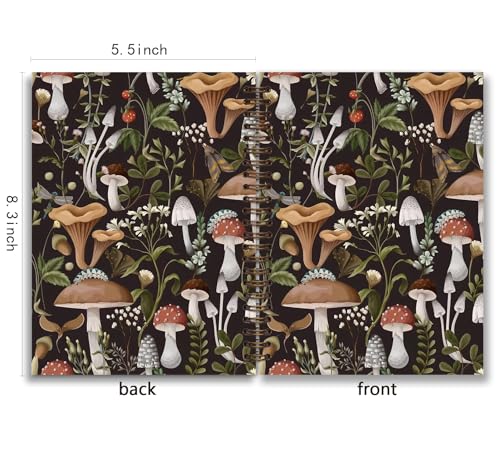 Mushroom Gifts Spiral Notebook Journal for Women, 5.5×8.3 Inch - color: flower 6