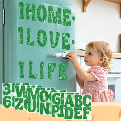 Bulletin Board Letters 74 PCS Glitter Letter Stickers Large 5 Inch, Green - color: Green, size: 5 Inch