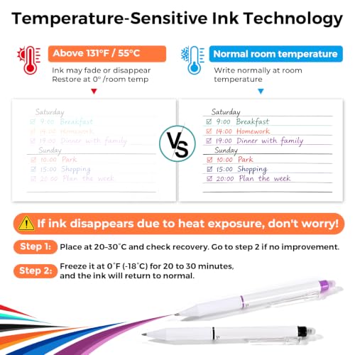 SUIN 6 Colors Erasable Gel Pens, 0.7mm Retractable Colored Pens, 18 Pens + 18 Matching Refills, Smooth Gel Pens for Notes, Planners, Journals, School and Office - color: Multicolor, size: 1 Count (Pack of 18)