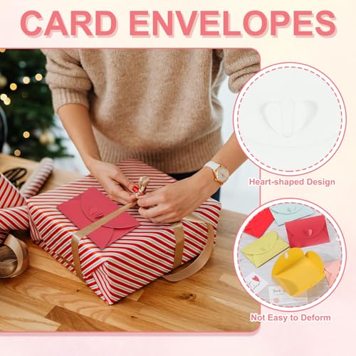 PATIKIL Mini Card Envelopes 4"x2.8", Cute Cards Holder with Heart Clasp for Birthday Weddings Favors Business Greeting Cards (White, Pack of 50) - color: White