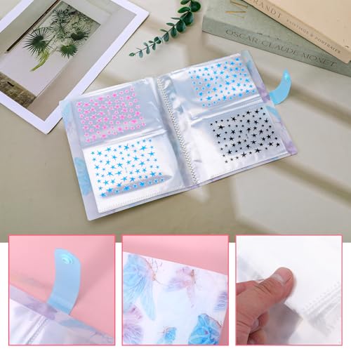 160 Slots Nail Sticker Book Nail Art Sticker Storage Book Nails Stickers Album Nails Art Stickers Organizers for Storage Displaying(Butterfly)