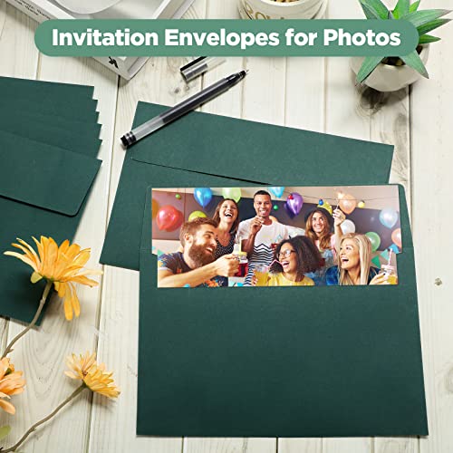 Harloon 100Pcs A9 Invitation Envelopes, Greeting Card Envelopes, Dark Green - color: Dark Green