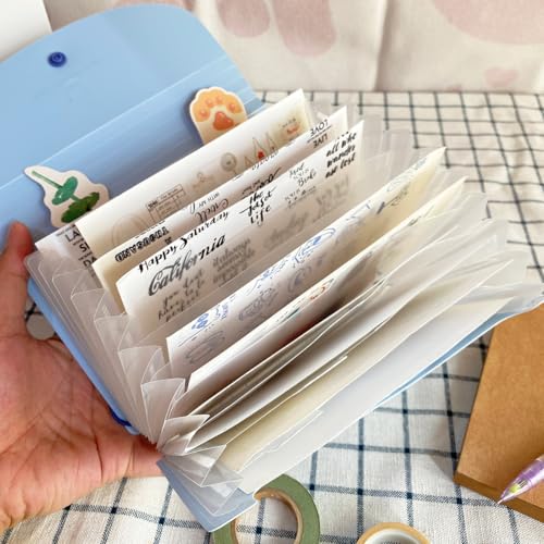 13-Pockets Sticker Storage Organizer,washi Tape Organizer,Expandable Accordion File Folder Sticker Book,Collecting for Storage Invoice/Receipt/Cards/Coupon/Tickets (Blue) - color: Blue