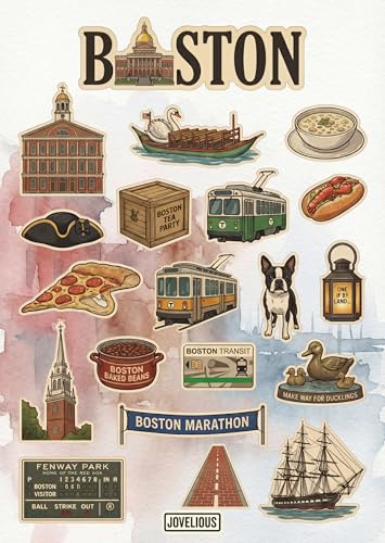 Boston Sticker Sheet, Boston Stickers for Laptop & Journal - style: Boston