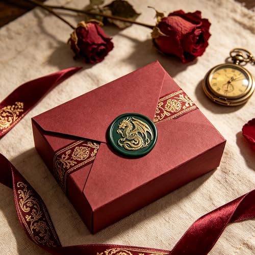 LANKIN Dragon Wax Seal Stamp; 25mm Brass Head with White Bubble Handle - color: Dragon