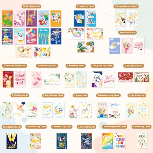 Greeting Cards Bulk with Envelope 100 Piece All-Occasion Card Set - color: Multi-occasion
