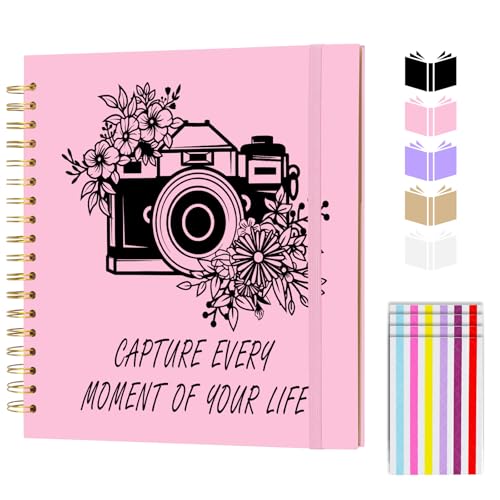 Scrapbook Album 8x8 inch, Travelling Journal Scrap Book Family Scrapbook Scrapbooking Supplies Kits Gift for Couples Anniversary Wedding (pink, 8 x 8 inch) - color: pink, size: 8 x 8 inch