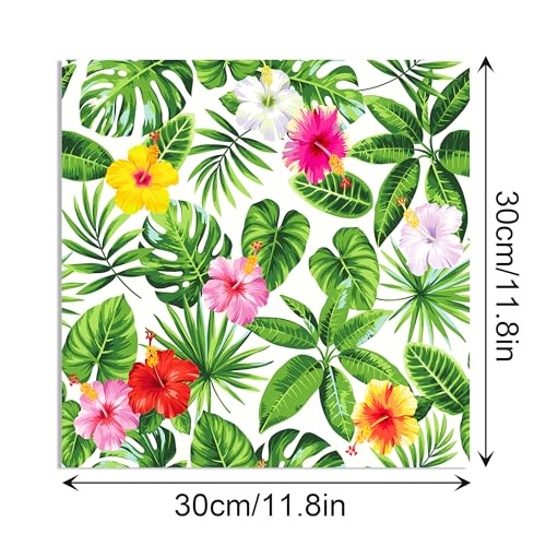 24 Sheets Hawaiian Palm Leaf Scrapbook Paper Pad 12" x 12" Hawaiian Palm Leaf Pattern Paper Summer Scrapbook Paper Double-Sided Tropical Palm Leaves Patterned Craft Paper Tropical Scrapbook Paper