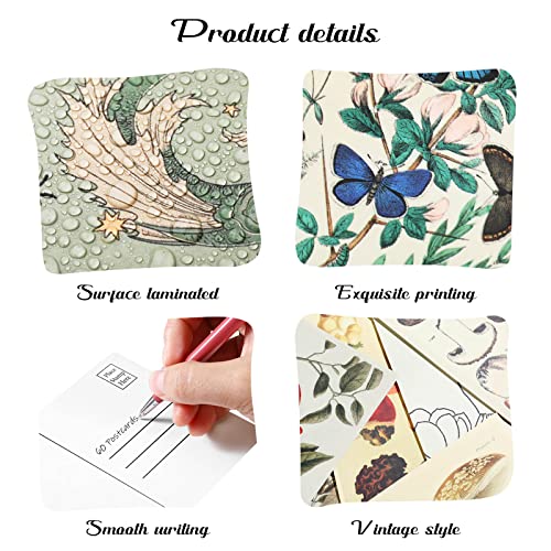 60PCS Vintage Botanical Postcards for Junk Journal, Scrapbook, DIY Crafts