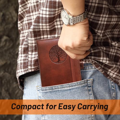 BIYUNRO Small Pocket Notebook, Leather Journal Mini (Pink) - color: Pink