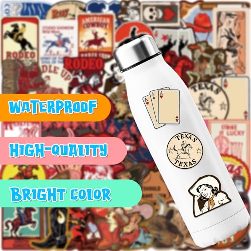Goth Western Stickers Pack, Vintage Western Country Vinyl Waterproof Sticker for Water Bottles Laptops Cowboy Hats Scrapbooking Journaling,Cool Cowboy Decals for Teens Adults 50Pcs