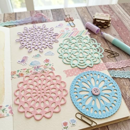 4pcs/lot Lace Round Frame Background Die Cuts for Card Making Scrapbooking - color: Silver-353round