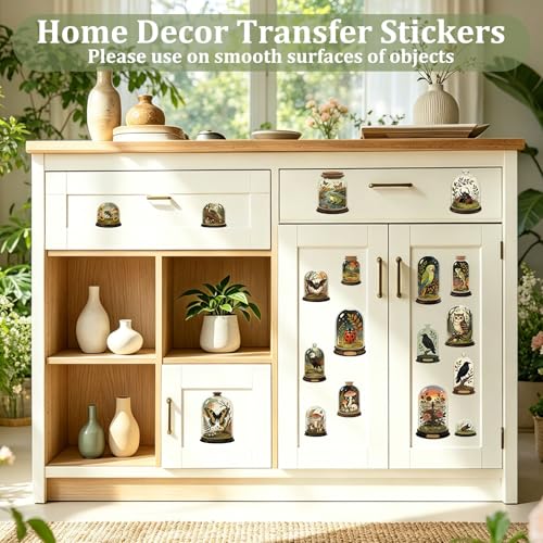 WANDIC 3 Sheets UV DTF Cup Warp Rub on Transfer Stickers, Creature in Glass Bottle Waterproof Scrapbook Decals for Craft Furniture, 15 * 30cm - color: Biological Glass Bottle