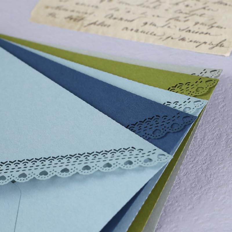 160mmX113mm 10 pieces Lovely Makaron Color Vintage Hollow Lace Envelopes - color: Navy blue