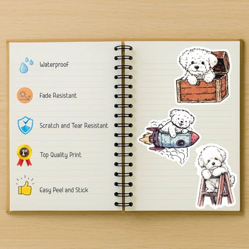 100 PCS Bichon Frise Stickers Pack – Waterproof Dog Decals for Water Bottles, Laptops, Phones, Notebook, Cars – Cool Vibrant Graphics for Bichon Frise Enthusiast - color: Bichon Frise