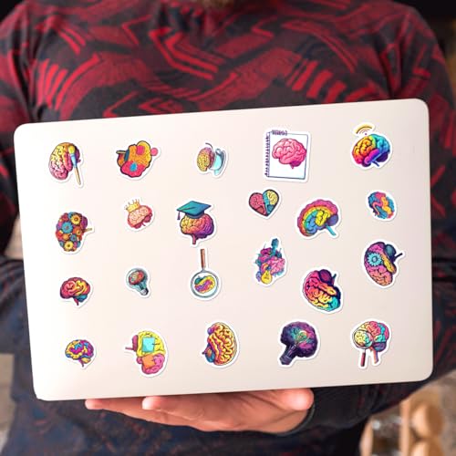 Brain Creative Science Art Vinyl Stickers Pack for Students Teachers Artists Thinkers Laptop Water Bottle Notebook Scrapbook School Project 108Pcs Phone Case Hard Hat - color: Colorful Brain
