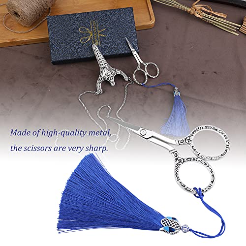 SHWAKK Embroidery Scissors, Stainless Steel Sharp Tip Retro Scissors - color: Bauhinia Silver