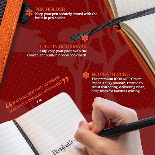 Dingbats - Wildlife Lined Pocket Notebook, Orange Tiger, A6 - Hardcover - Cream 100gsm Ink-Proof Paper - Includes Pocket, Elastic Closure & Bookmark - color: Orange Tiger, style: Lined