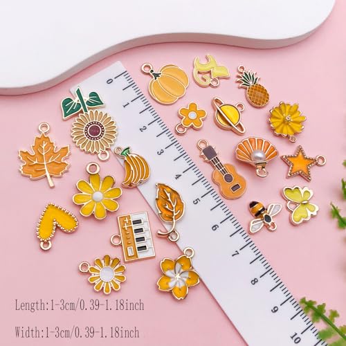 Youdiyla 40pcs Enamel Charms Alloy Metal Charms for Jewelry Making Necklace Bracelet Earring DIY Accessories - color: Yellow
