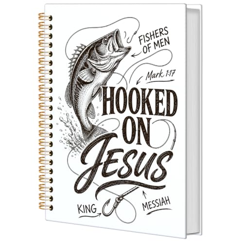 Christian Fishing Spiral Notebook for Women Men 5.5x8.3 Inch - color: Christian Fisherman white