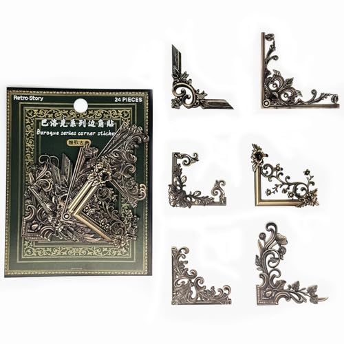 24pcs Vintage Frame Corner Stickers Scrapbook Decorative Paper Bronze - color: Bronze