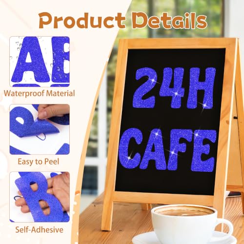 Bulletin Board Letters 74 PCS Glitter Letter Stickers Large 5 Inch, Blue - color: Blue, size: 5 Inch